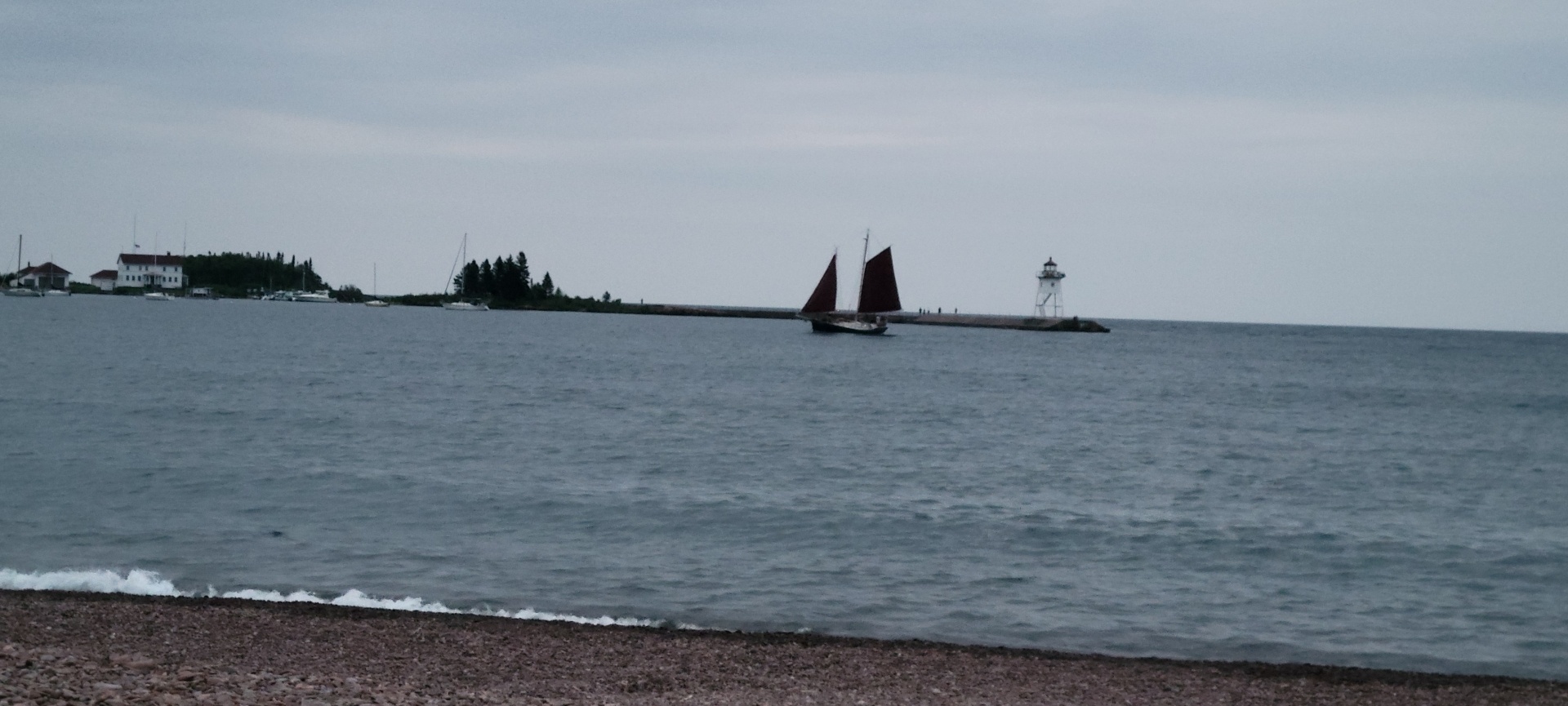 A schooner boat on the shores of Grand Marias, MN.