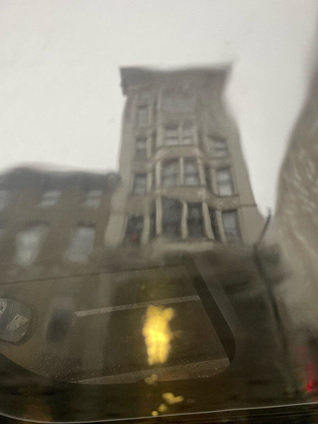 Building in the pouring rain