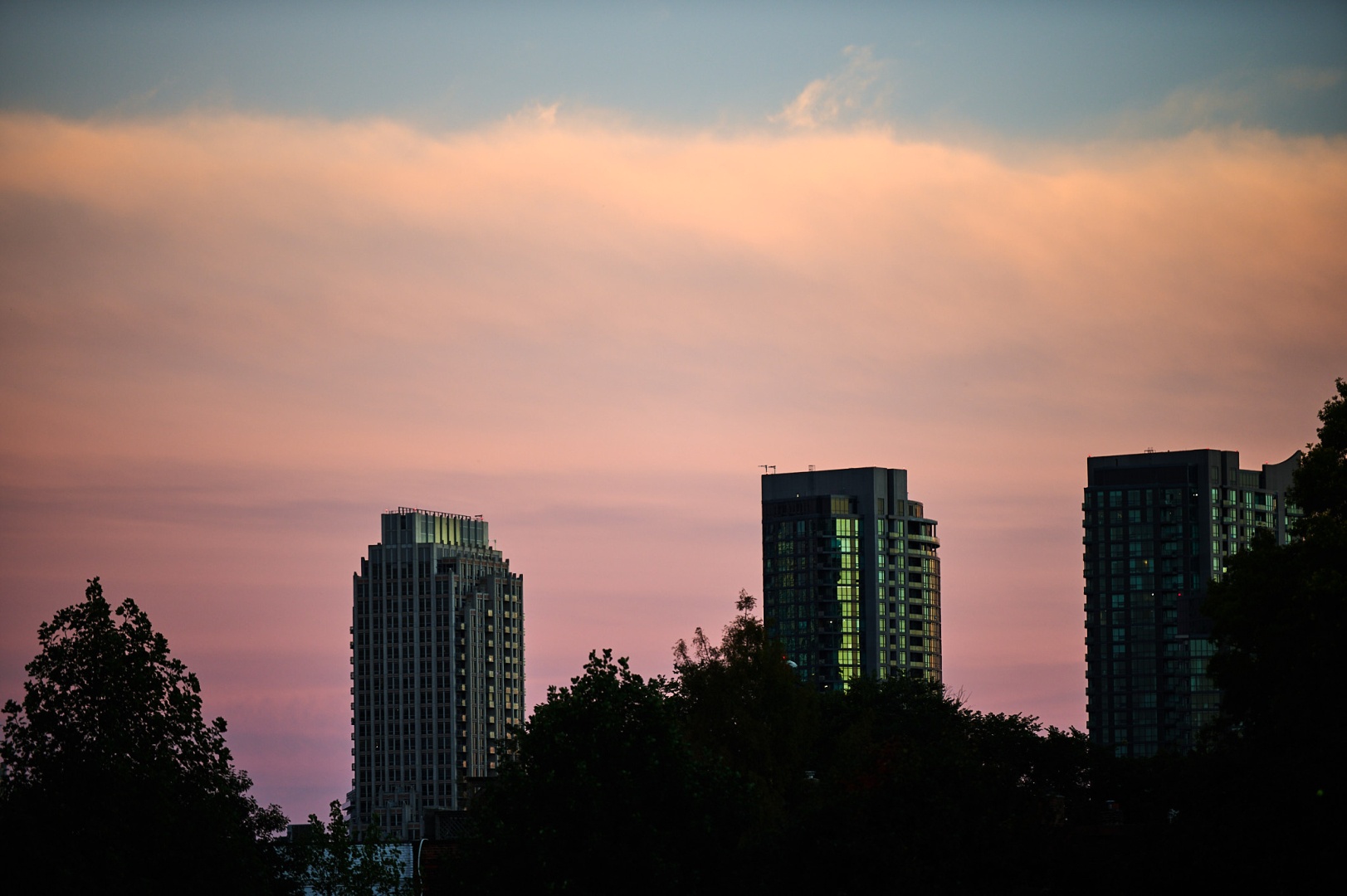 buildings against a sunset