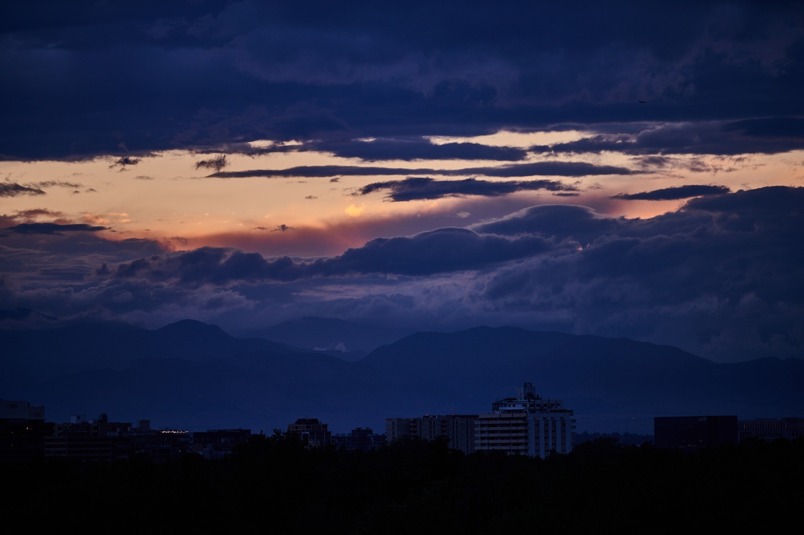 sunset over the denver skyline