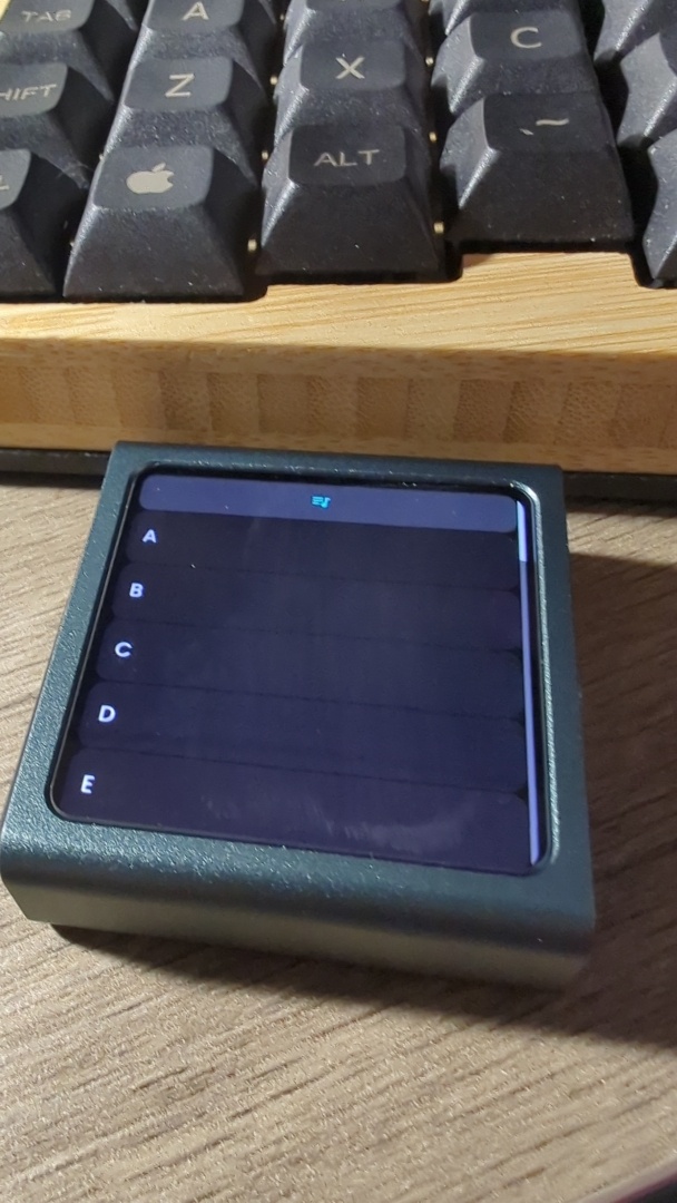 The same player from before, but now showing a list of letters alphabetically on the screen.