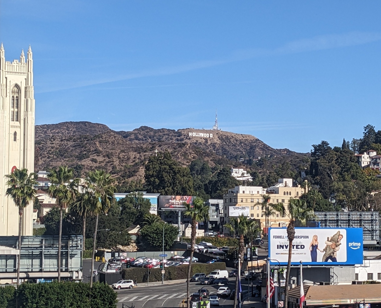 Hollywood sign looking North from the Hollywood and Highland plaza